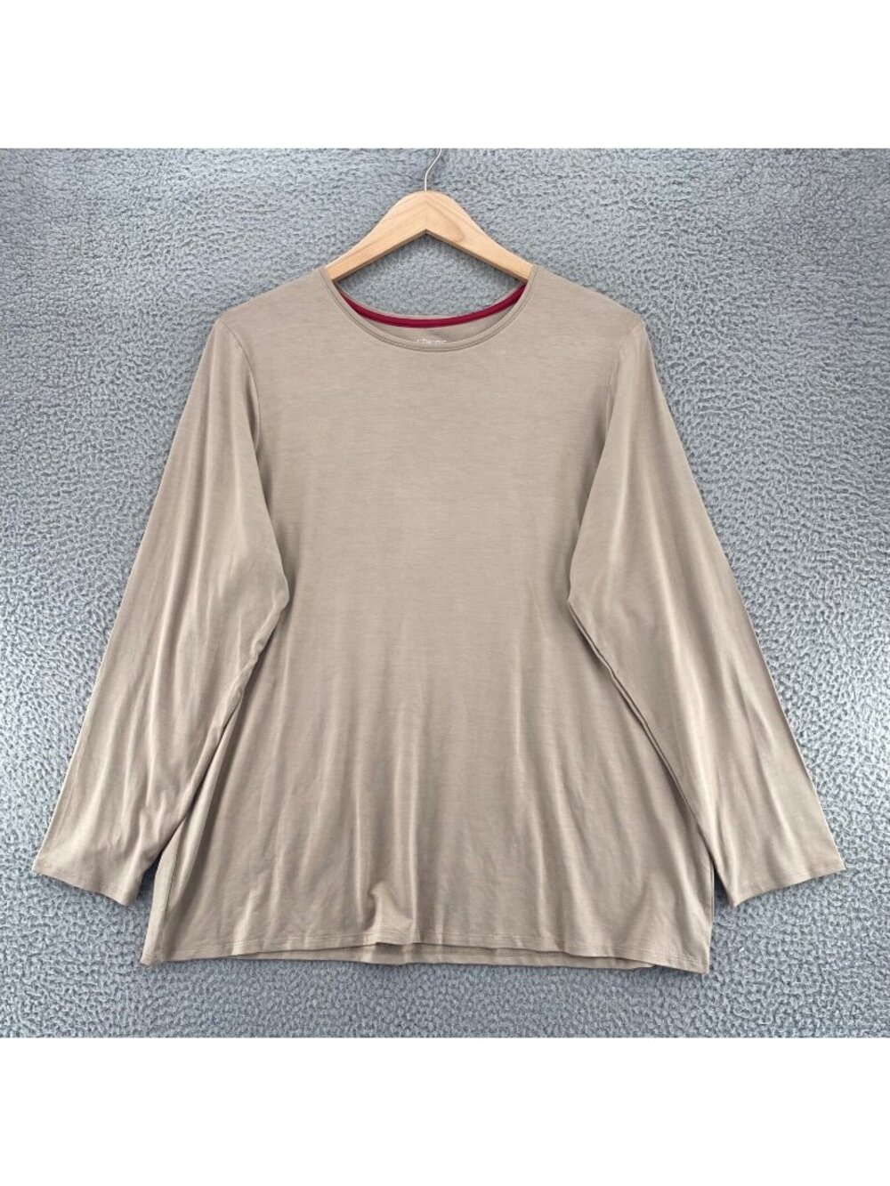 Chicos Top Womens 4 US XXL Taupe Ultimate Tee Scoop Neck Knit Long Sleeves NWT